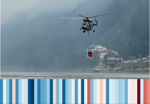 Lesní požár v Českosaském Švýcarsku v červenci 2022 s grafem teplot. Autoři Daniel Vičan & Michal Škop