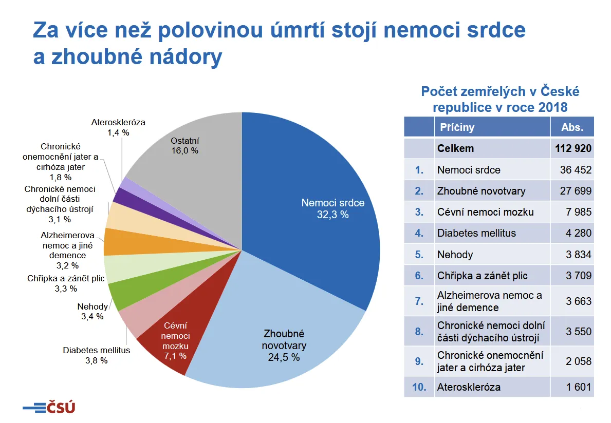 Zdravotní příčiny úmrtí v ČR mezi lety 2009 až 2018